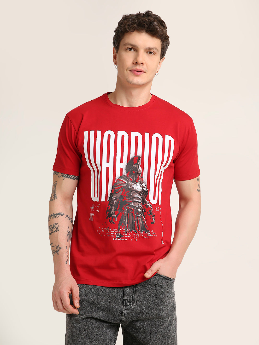 Warrior Graphic Printed Premium Cotton T-Shirt