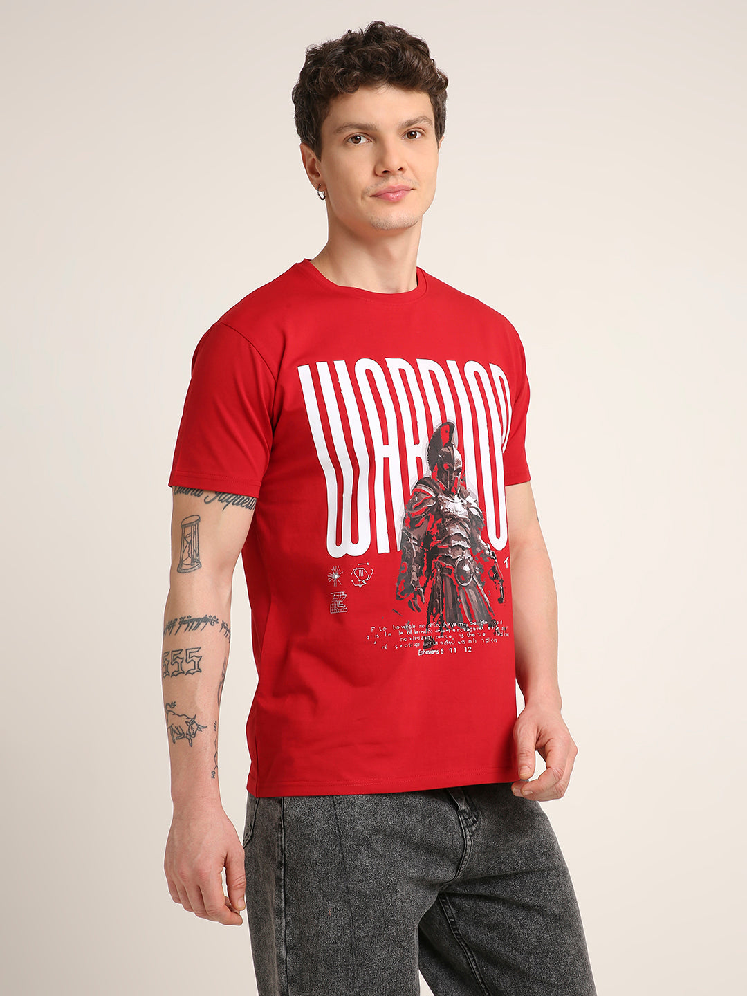 Warrior Graphic Printed Premium Cotton T-Shirt
