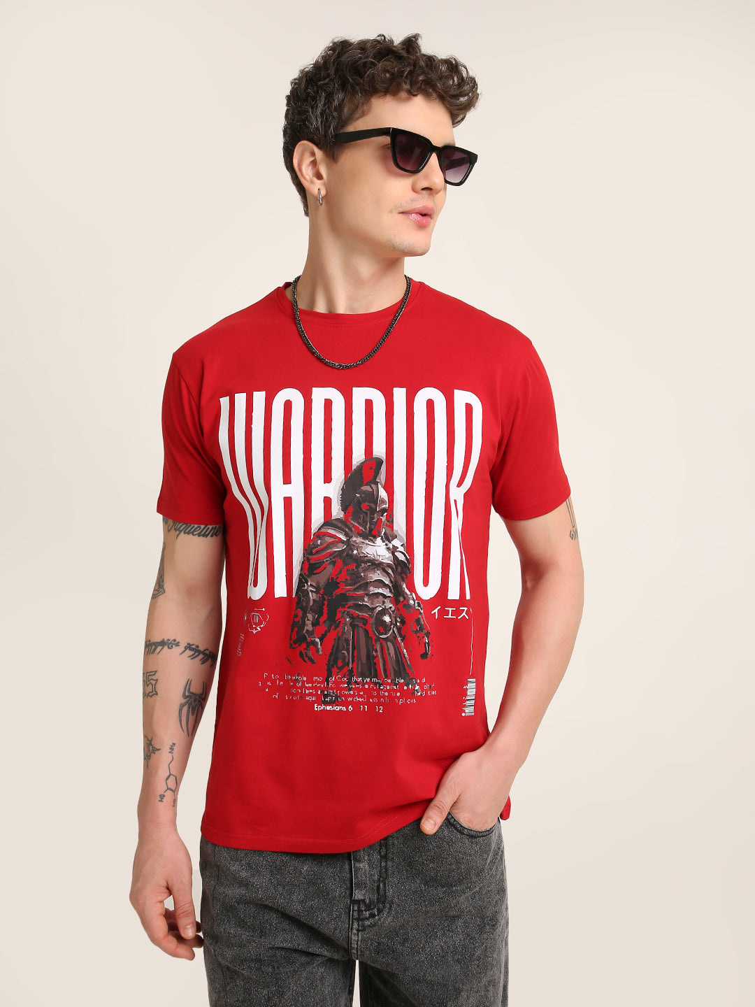 Warrior Graphic Printed Premium Cotton T-Shirt