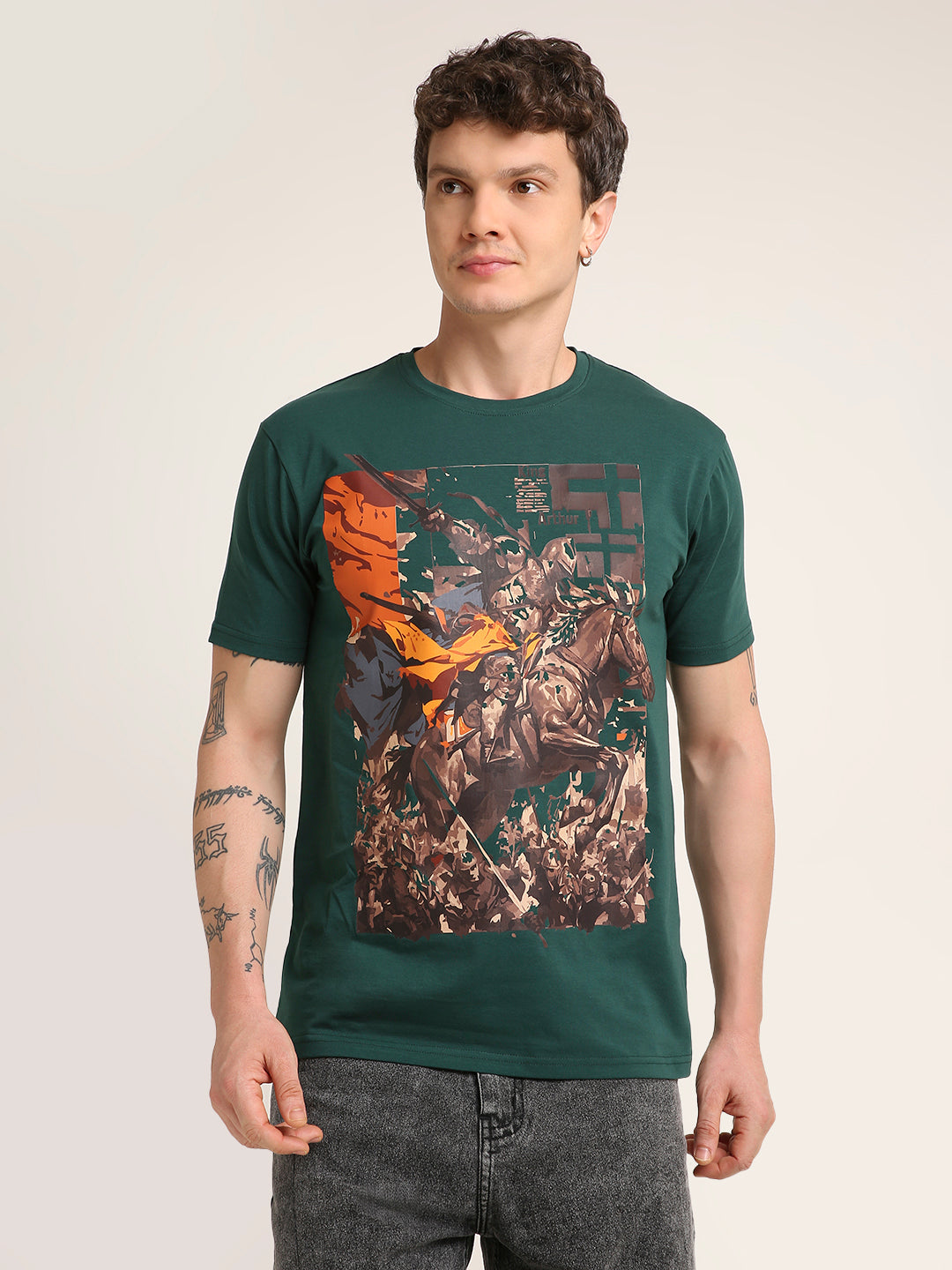 Arthur Warrior Graphic Printed Premium Cotton T-Shirt