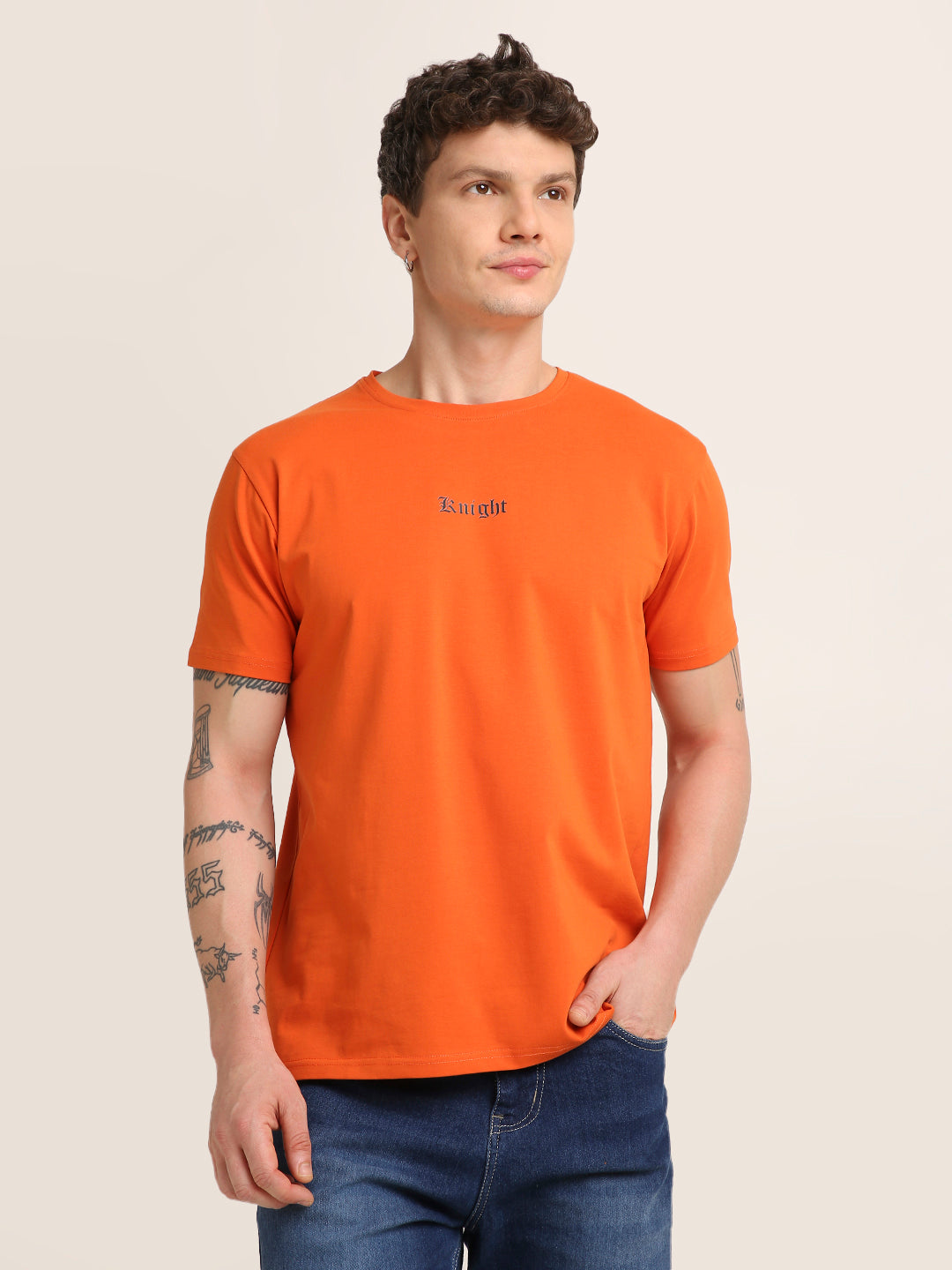 Knight Back Graphic Printed Premium Cotton T-Shirt