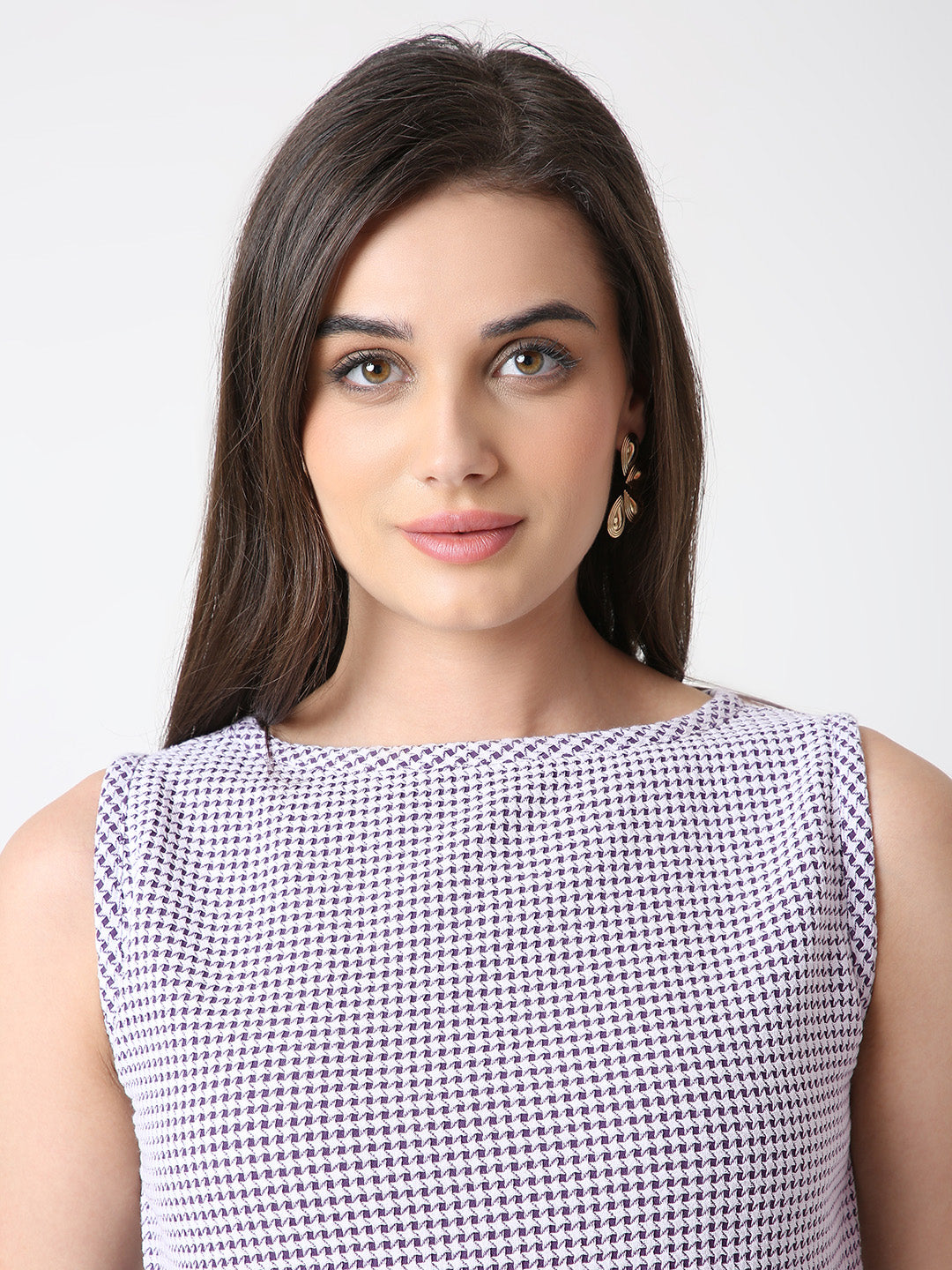 PURPLE HOUNDSTOOTH CROP TOP