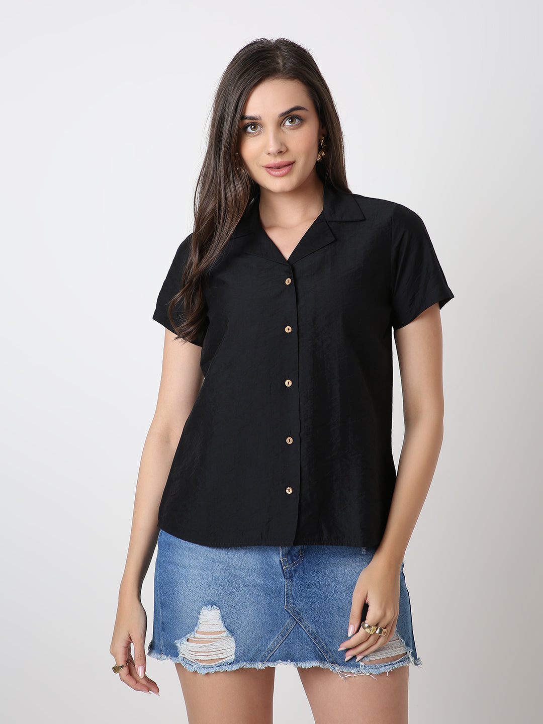 BLACK CLASSIC VISCOSE SHIRT