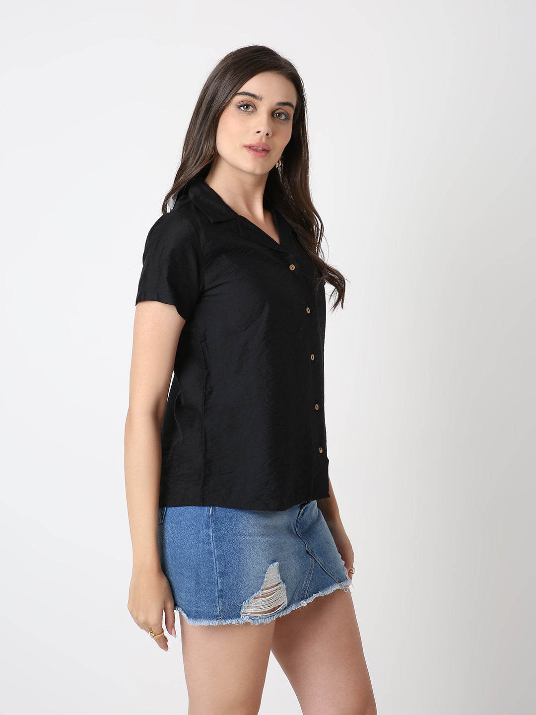 BLACK CLASSIC VISCOSE SHIRT