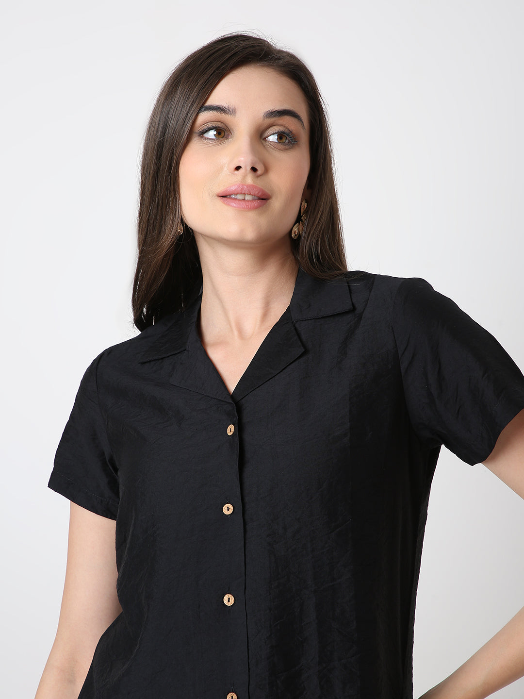 BLACK CLASSIC VISCOSE SHIRT