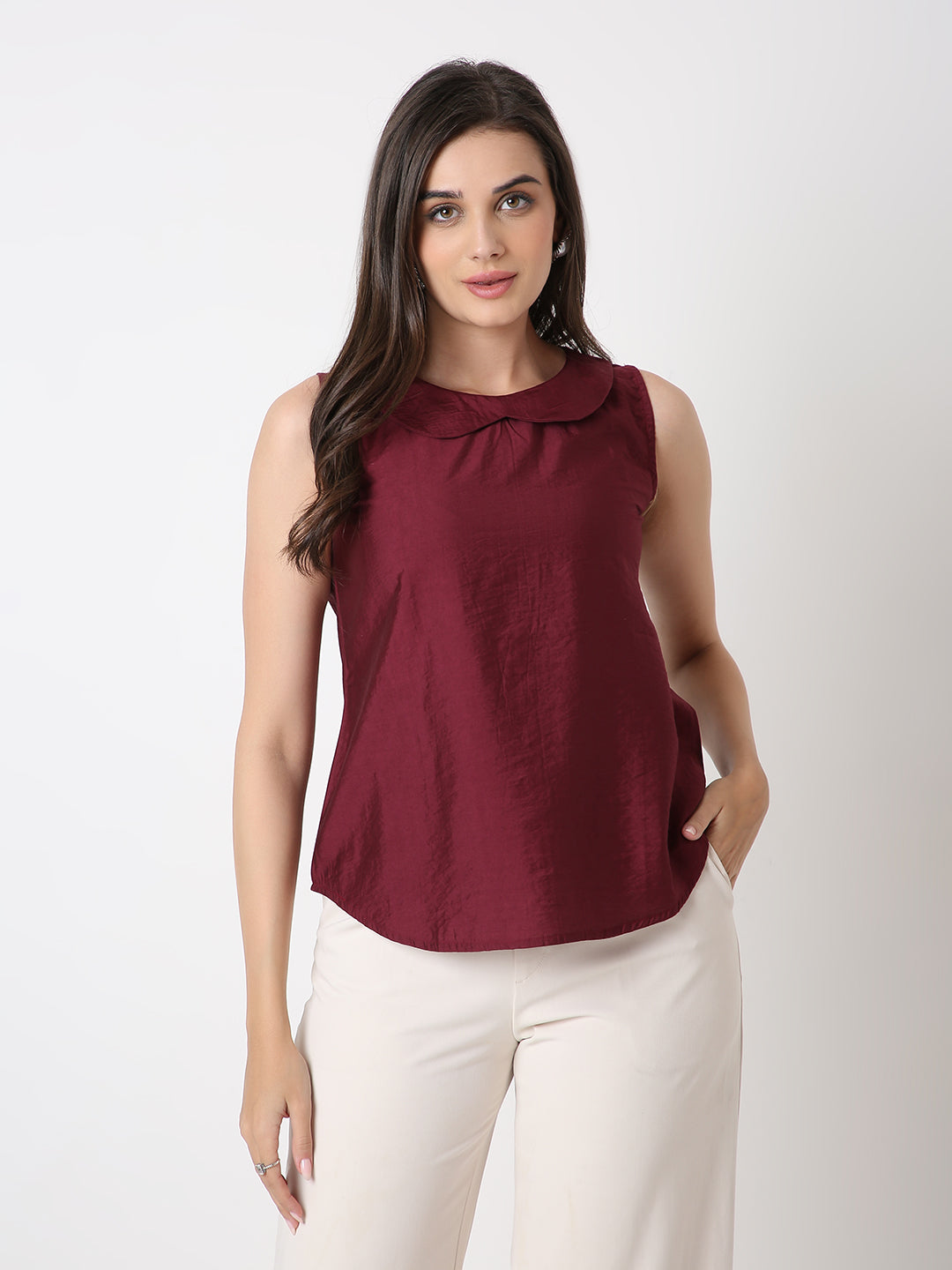 MAROON PETER PAN TOP