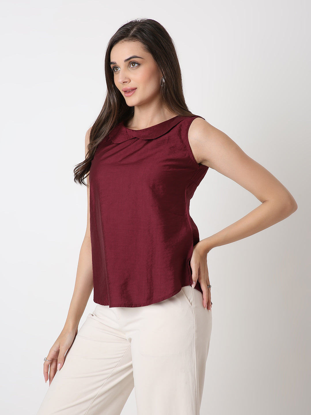 MAROON PETER PAN TOP