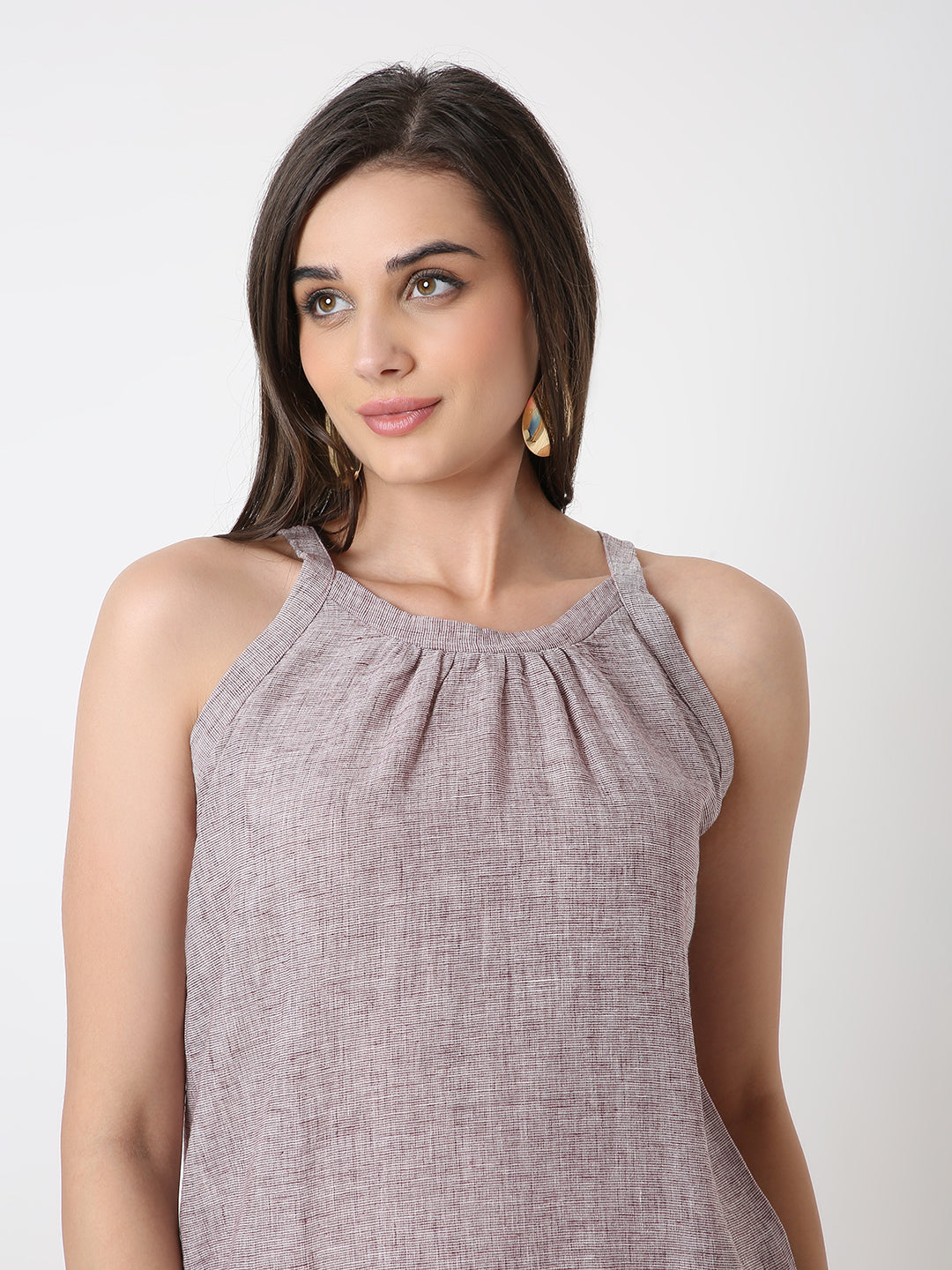 MAROON HALTER NECK TOP