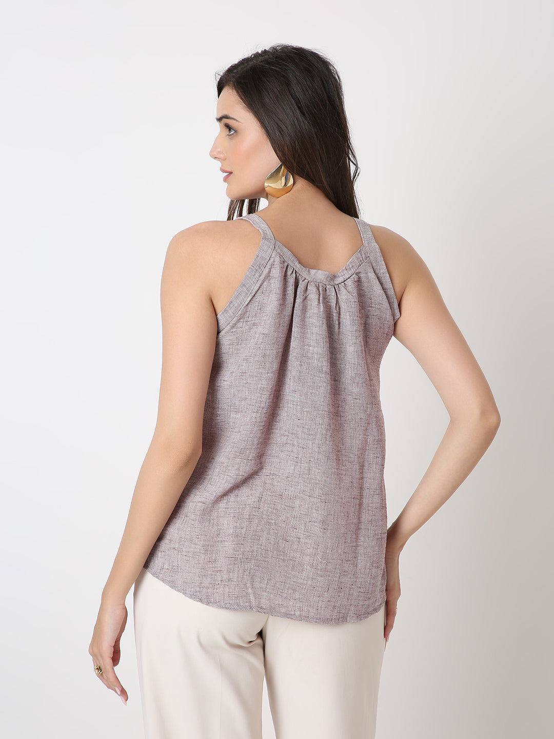 MAROON HALTER NECK TOP