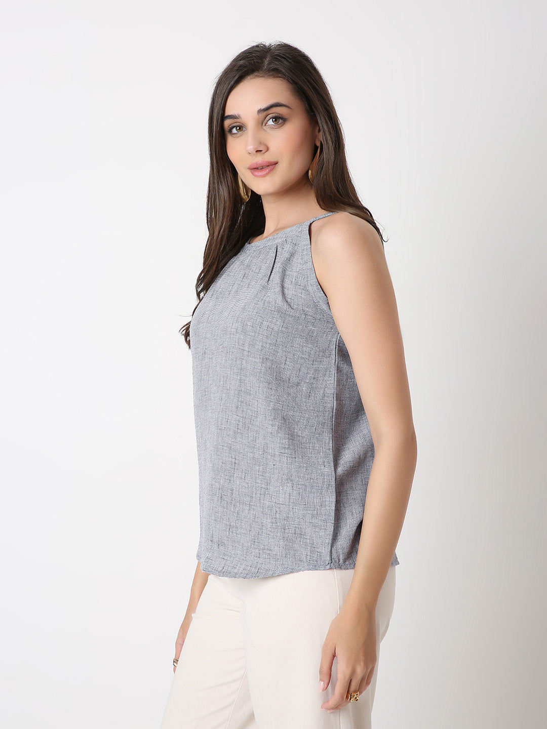 NAVY BLUE HALTER NECK TOP