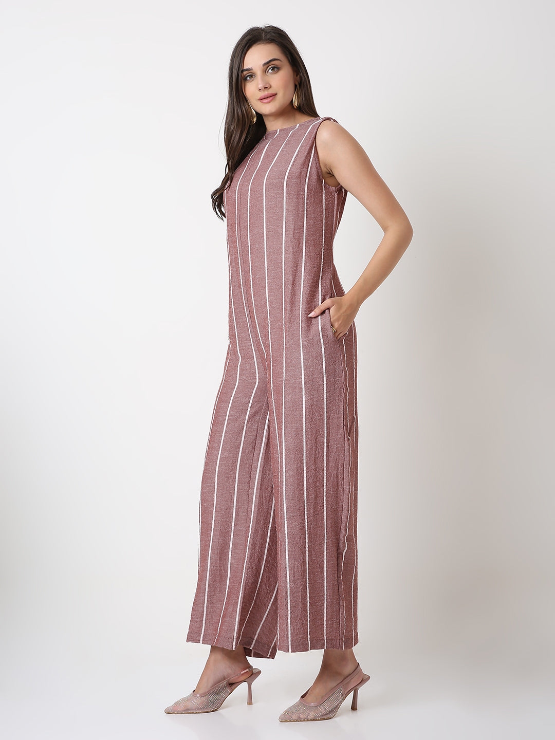 CLASSIC SLEEVELESS STRIPE JUMPSUIT