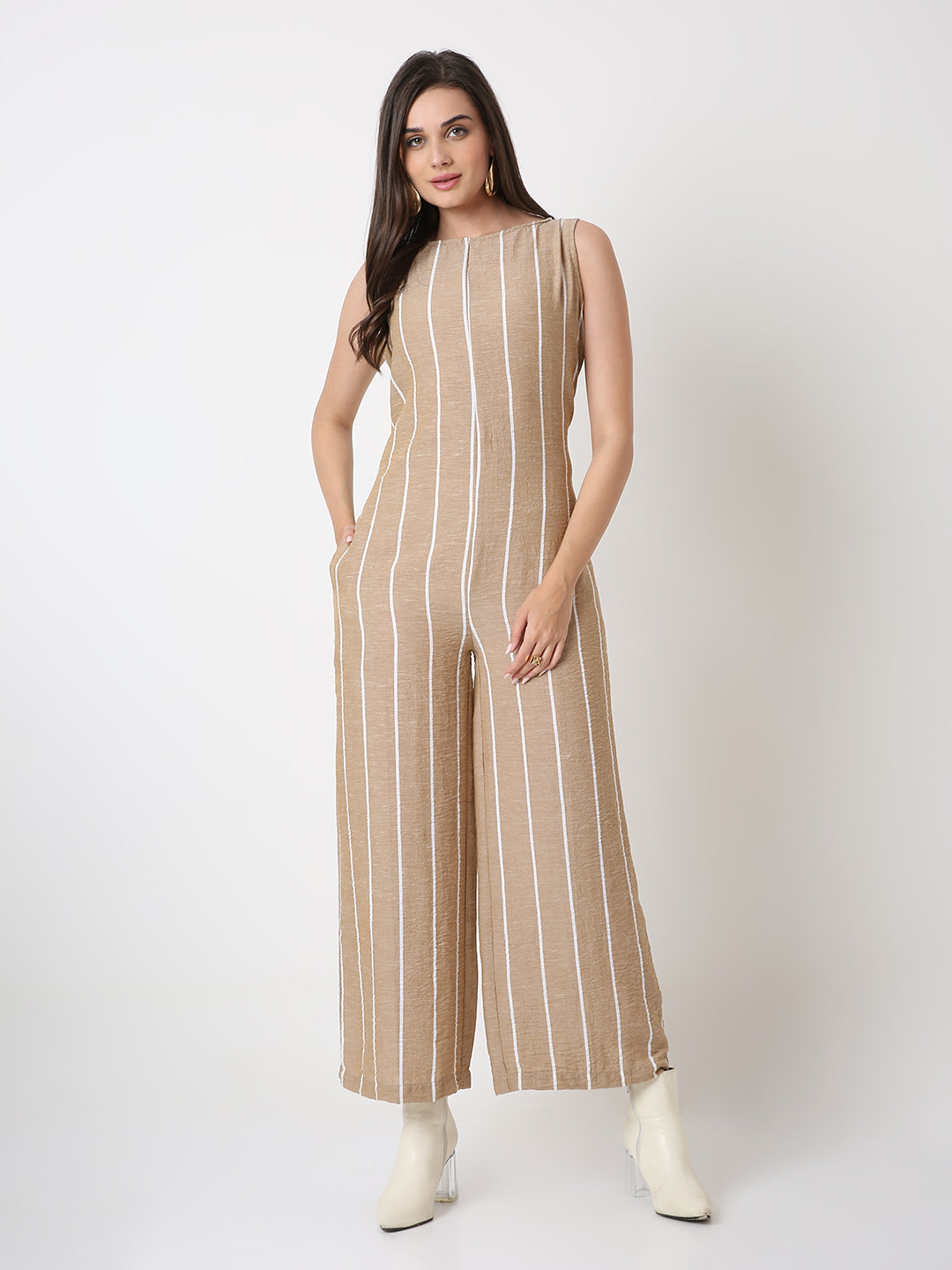 CLASSIC MUSTARD STRIPED JUMPSUIT