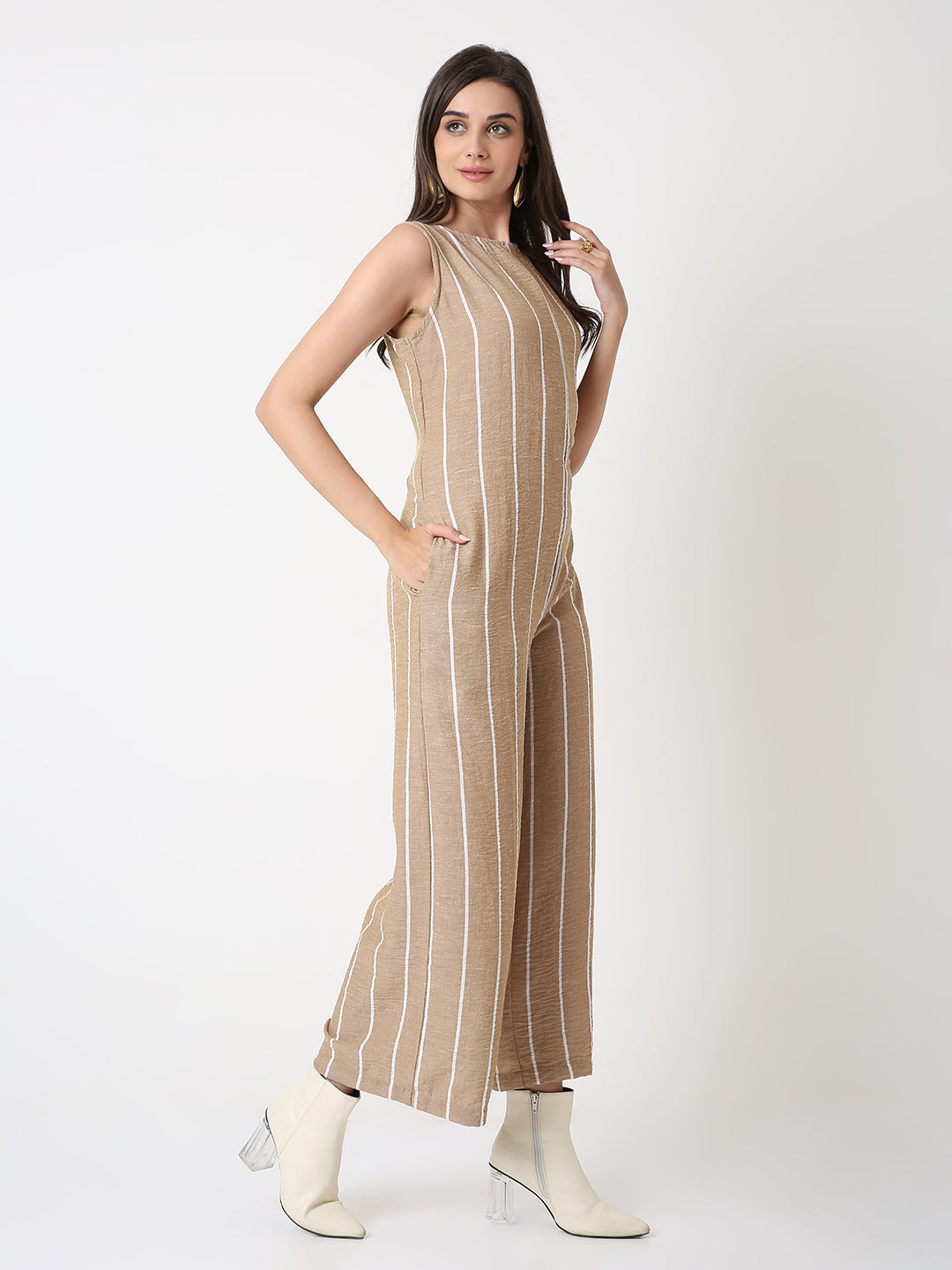 CLASSIC MUSTARD STRIPED JUMPSUIT