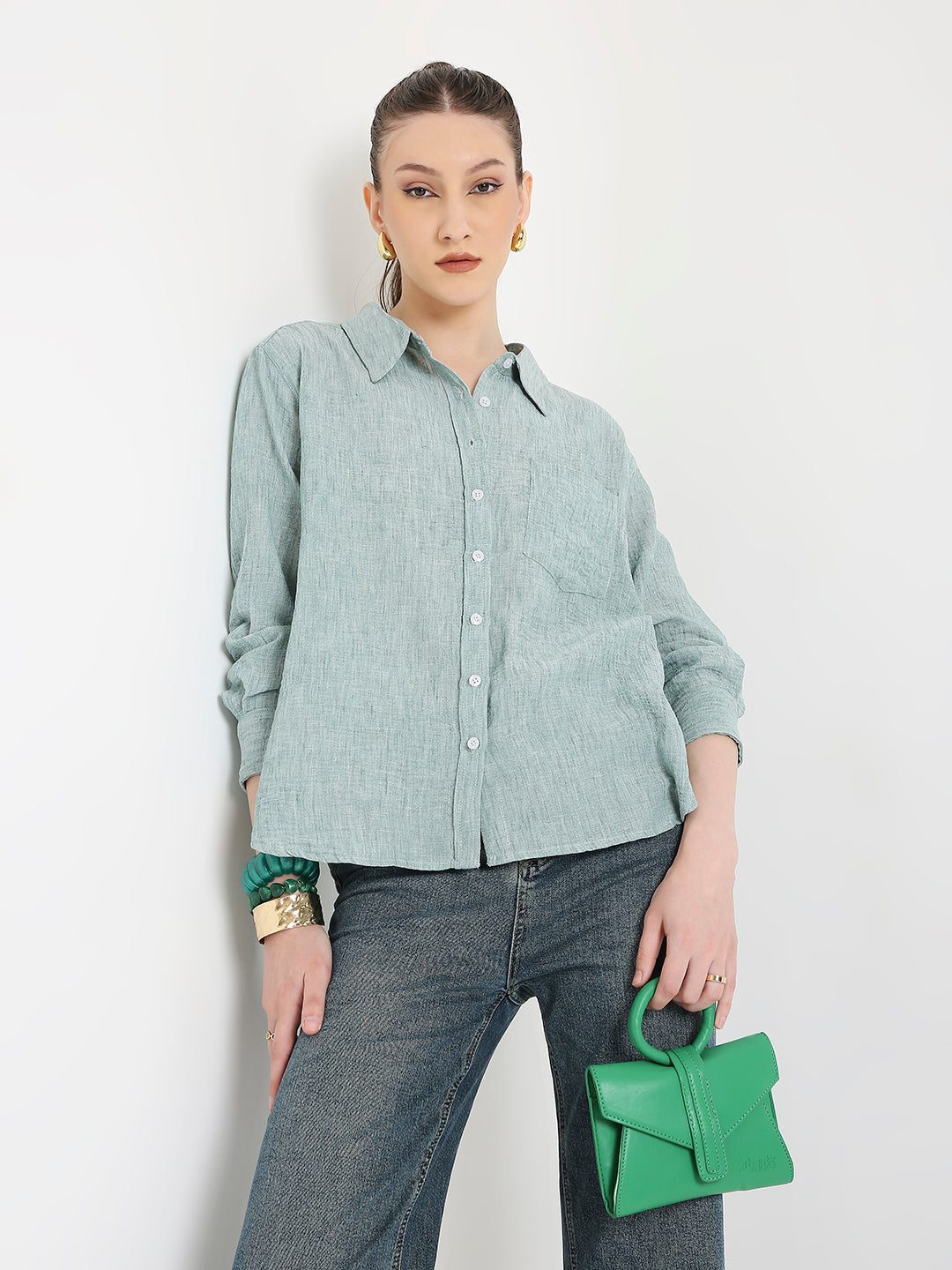 CLASSIC LINEN BLEND BUTTON-DOWN SHIRT