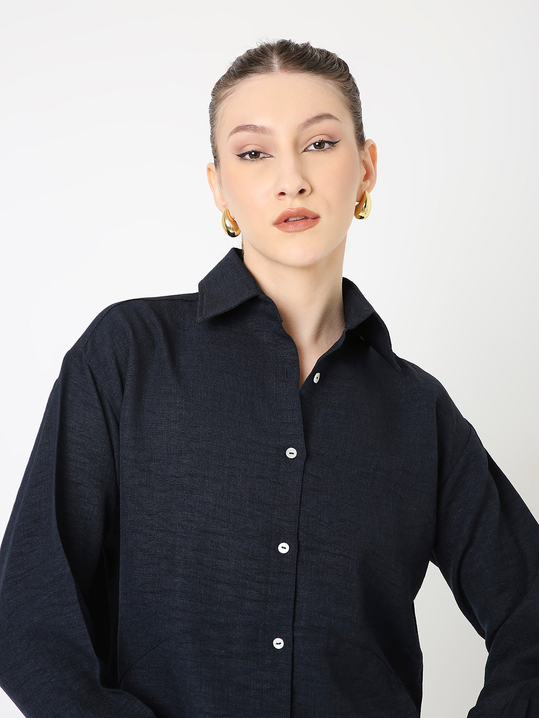 NAVY BLUE STRUCTURED COMFORT SHIRT