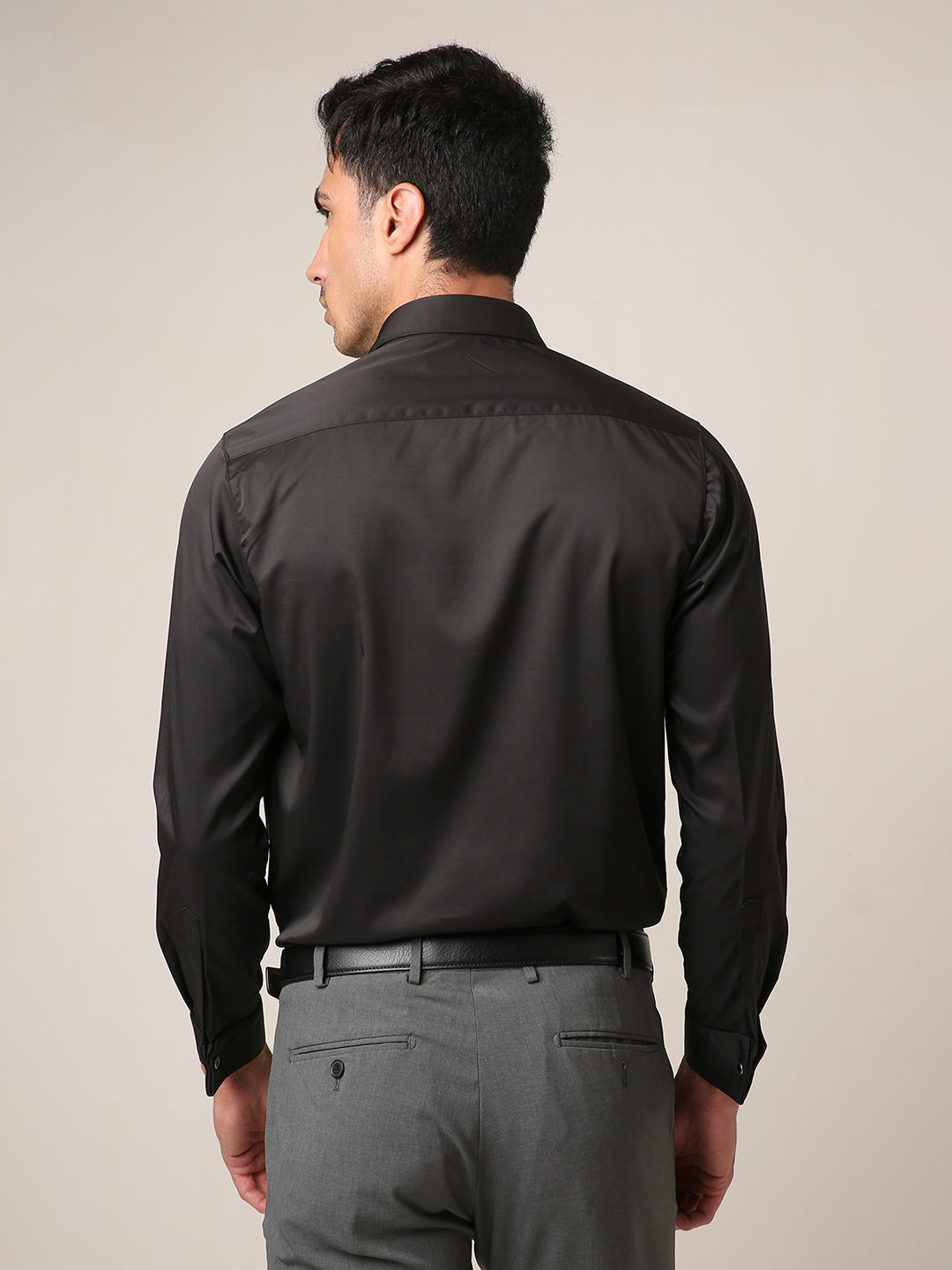 Classic Black Satin Formal Shirt