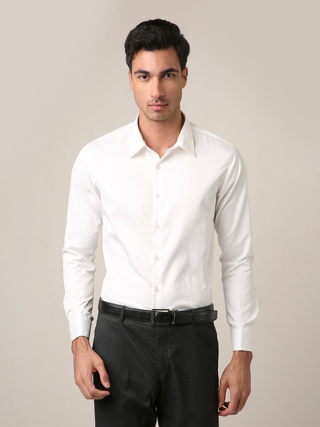 Classic White Satin Formal Shirt