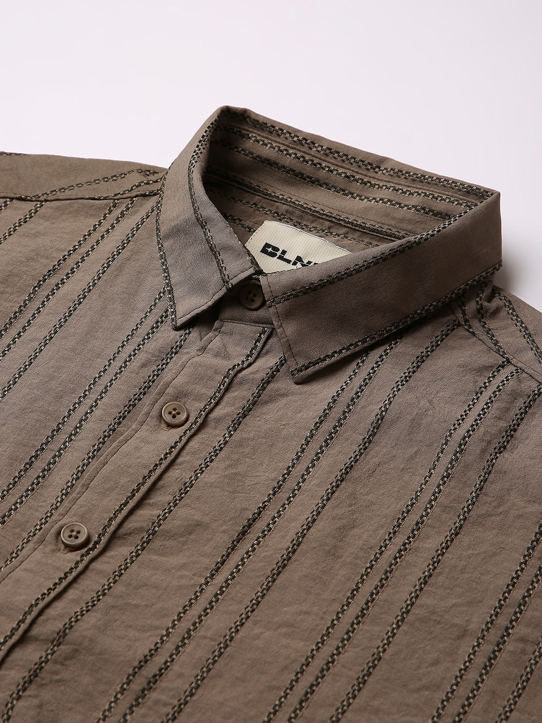 KHAKI VERTICAL STRIPE SHIRT