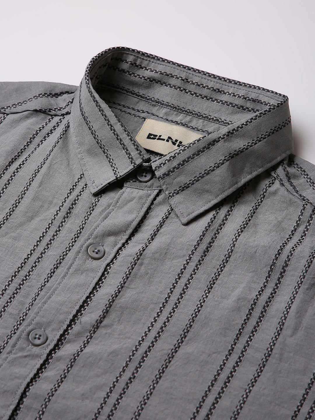 GRAY VERTICAL STRIPE SHIRT