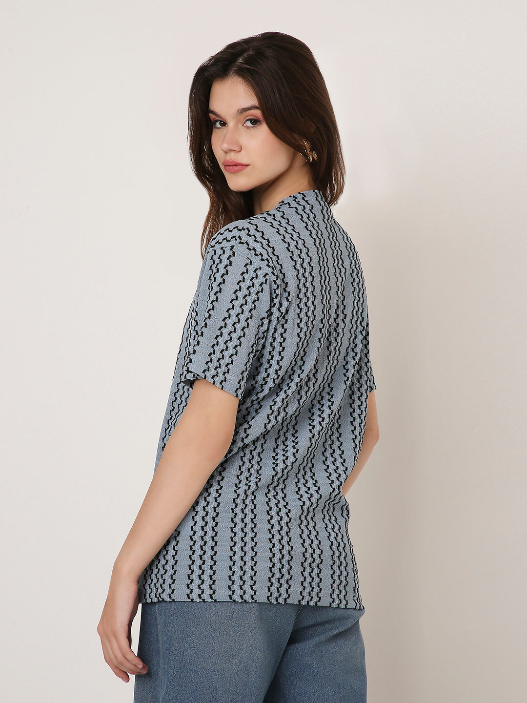 ABSTRACT PATTERNED CREW NECK BOYFRIEND T-SHIRT