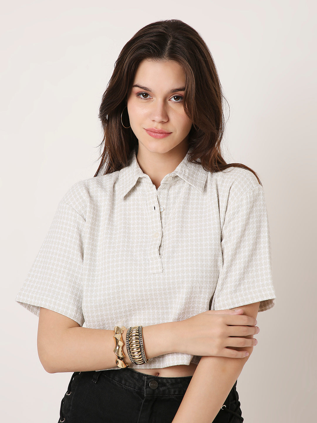 FAWN TEXTURED CROPPED POLO