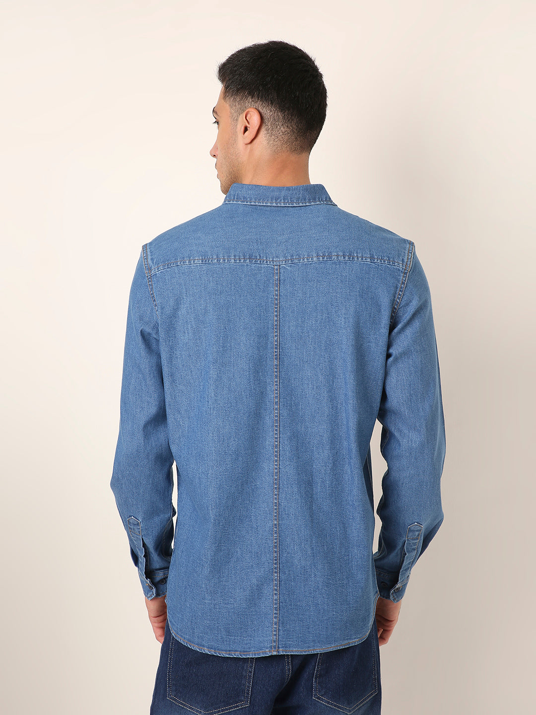 LIGHT Blue Denim Casual Shirt with Dual Chest Pockets