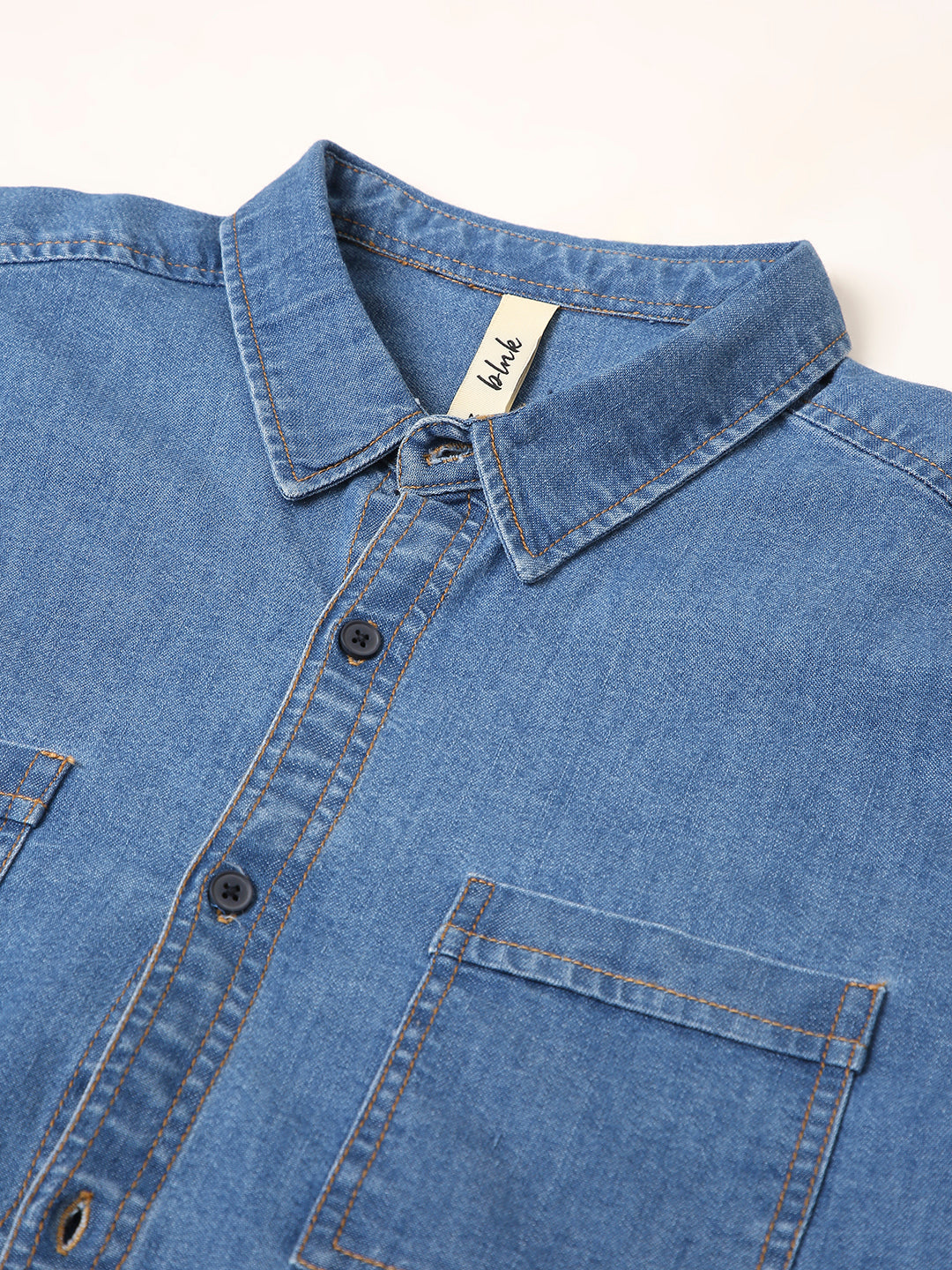 LIGHT Blue Denim Casual Shirt with Dual Chest Pockets
