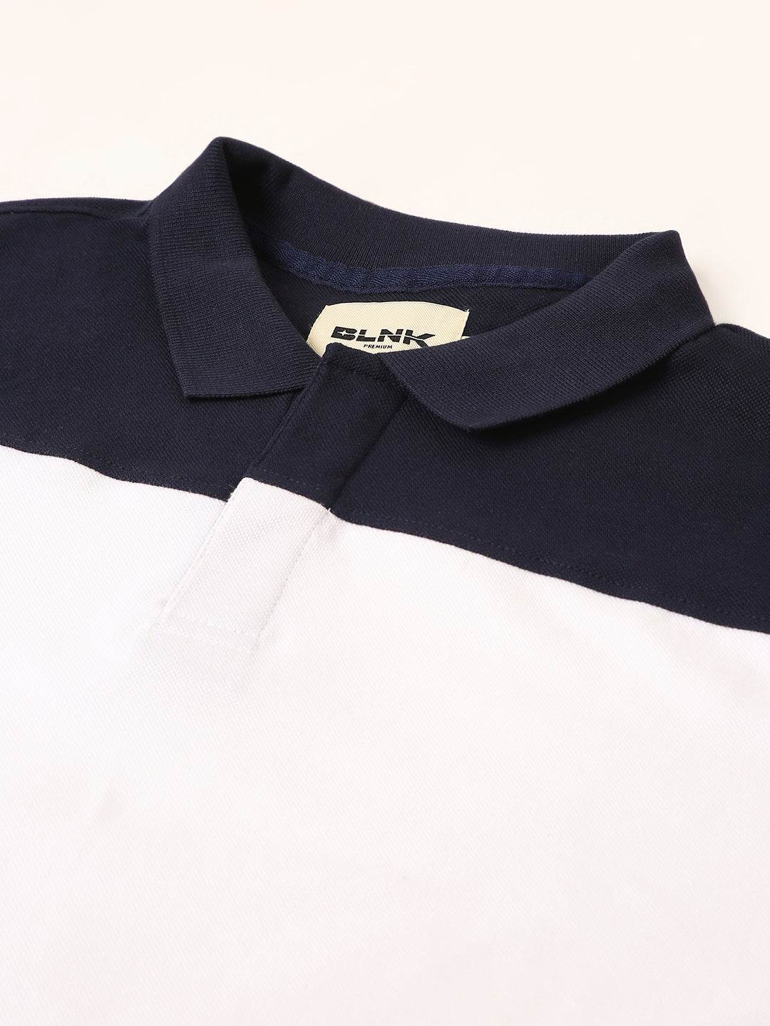 White-Navy Colorblock Polo T-Shirt
