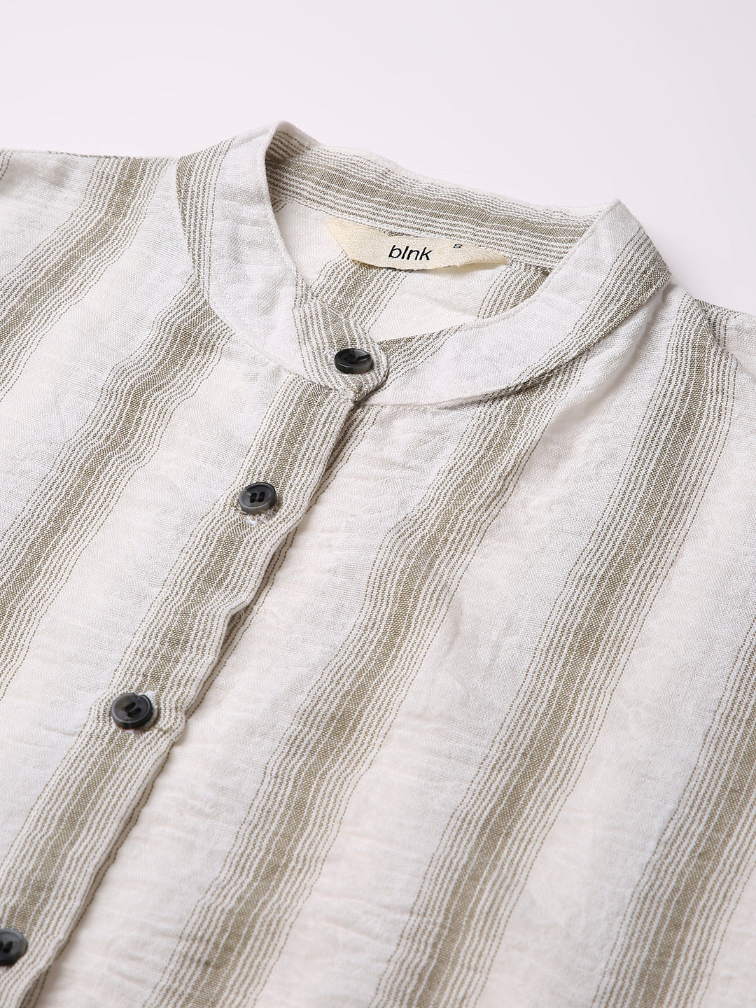 OLIVE STRIP A-LINE SHIRT DRESS