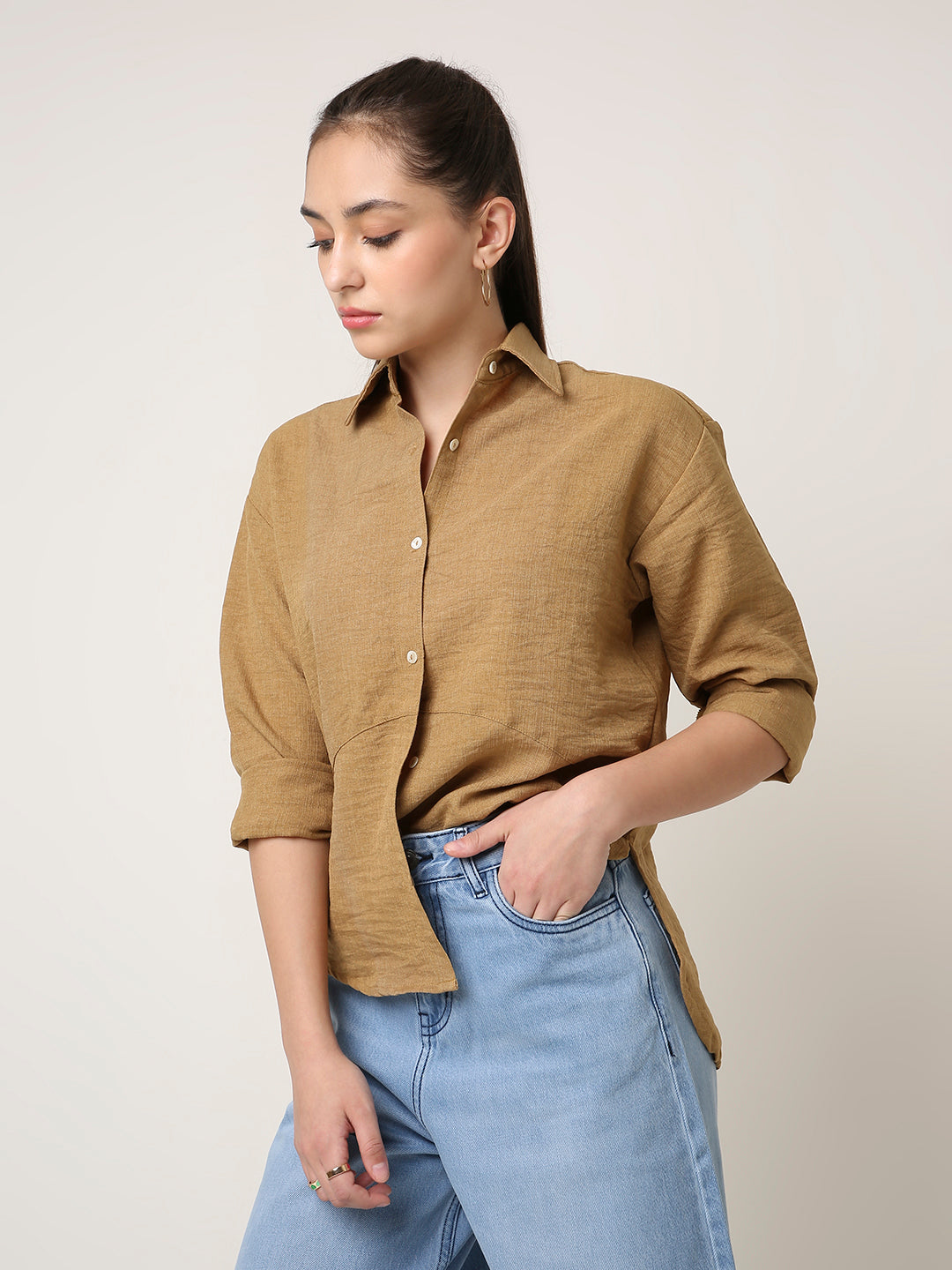 MUSTARD STRUCTURED COMFORT SHIRT