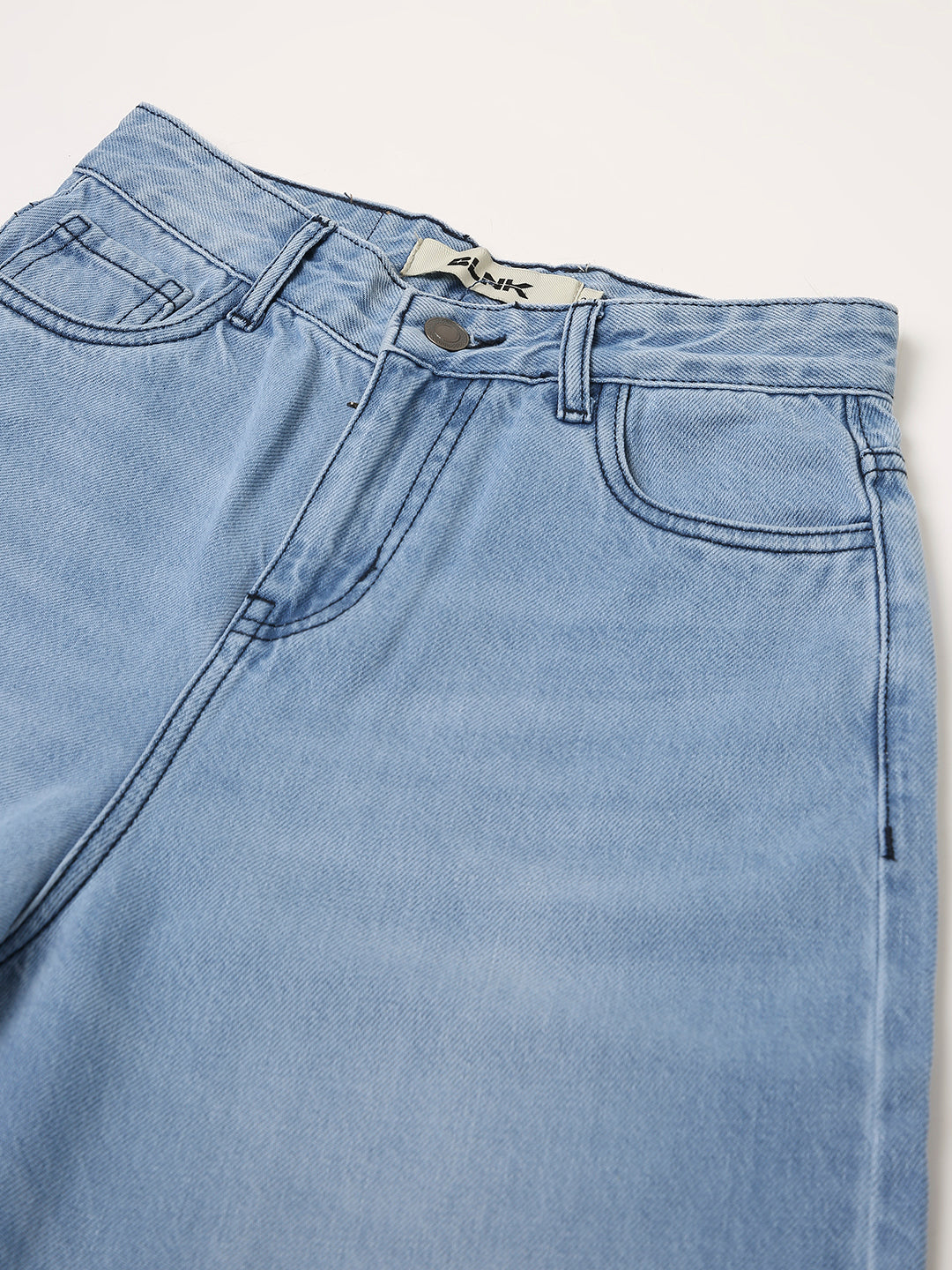Light Blue High-Waist Wide Leg Denim Jeans