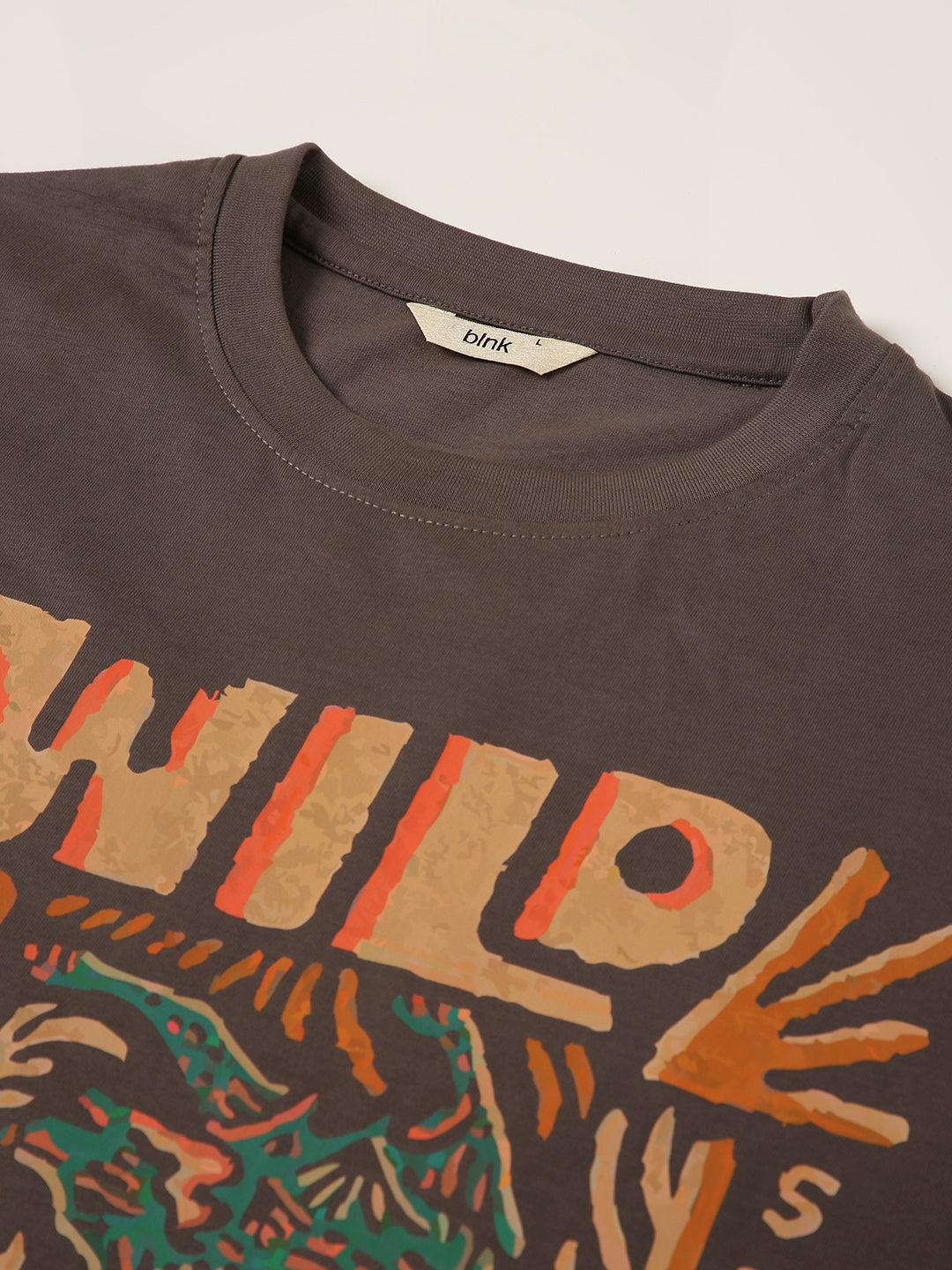RELAXED FIT:GREY PRINTED TSHIRT