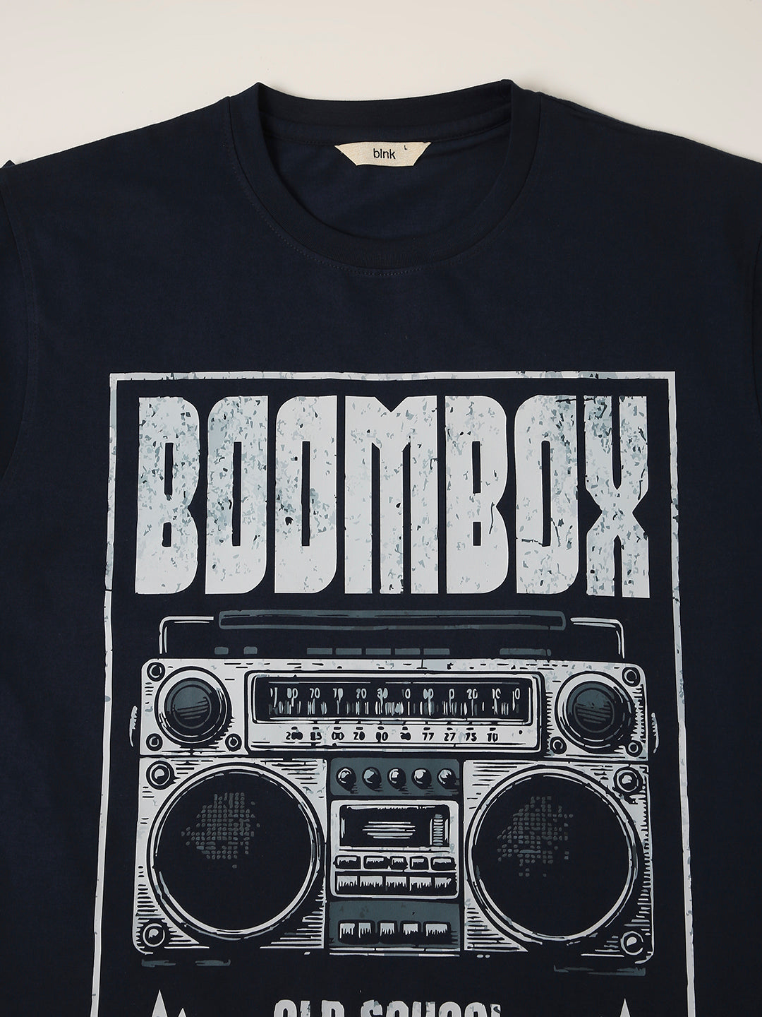 RELAXED FIT:NAVY BLUE PRINTED TSHIRT