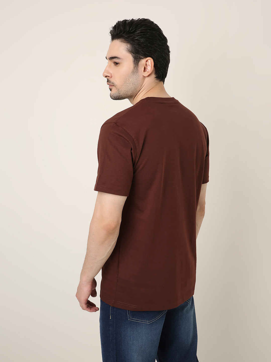 RELAXED FIT:BROWN PRINTED TSHIRT