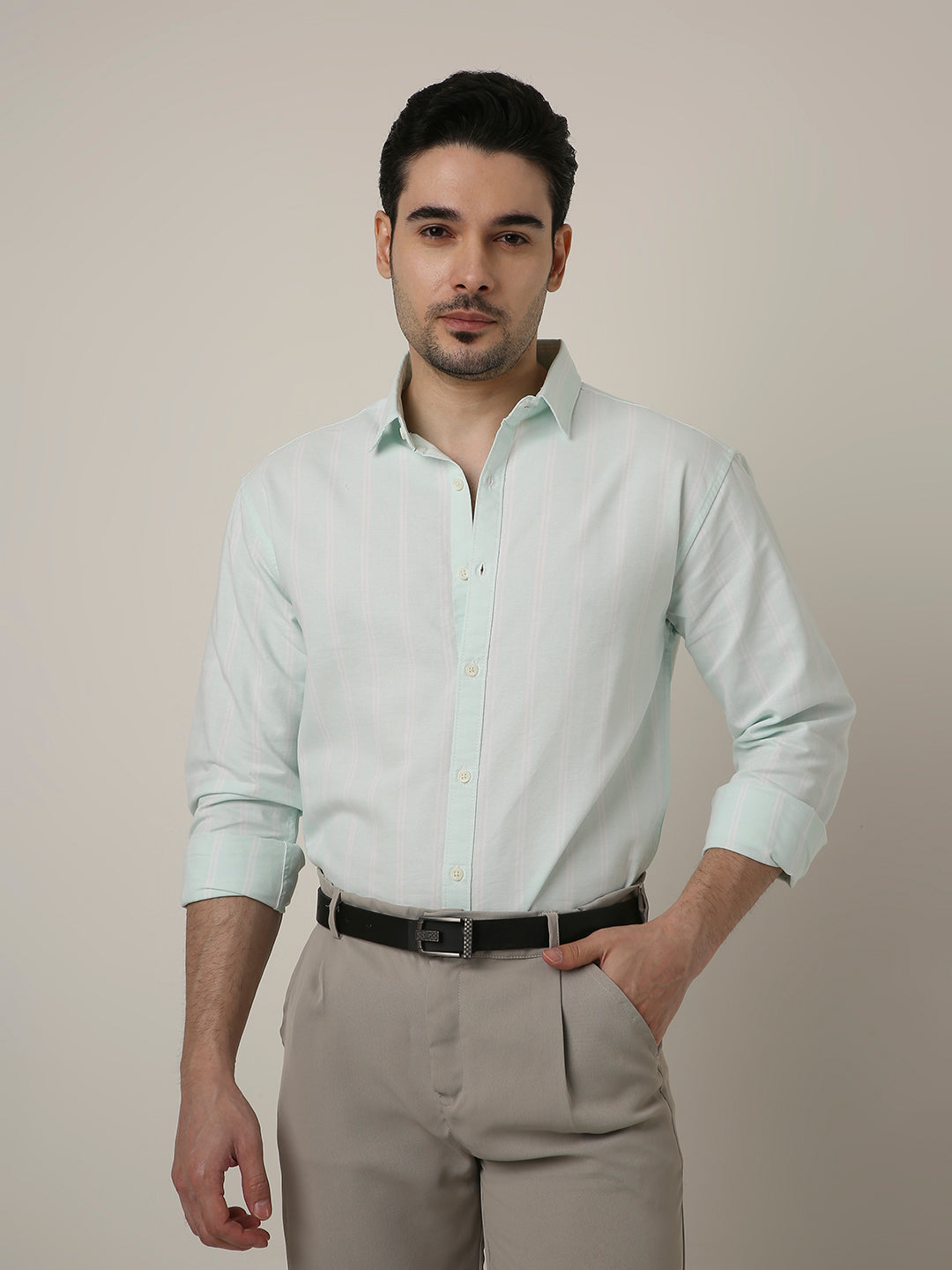 MINT GREEN OXFORD STRIPED SHIRT