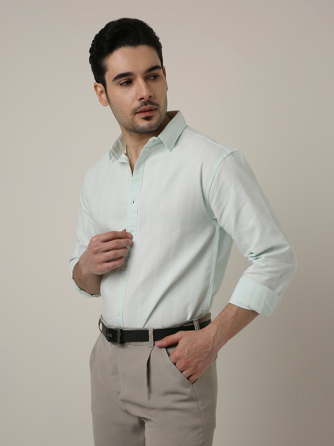 MINT GREEN OXFORD STRIPED SHIRT