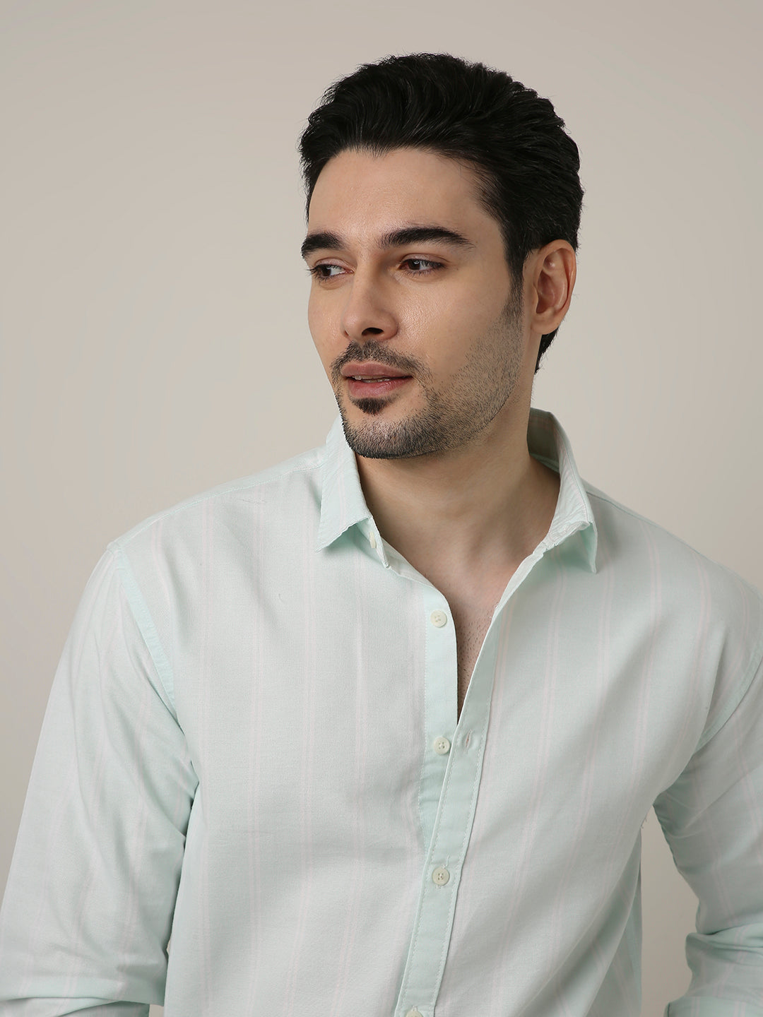 MINT GREEN OXFORD STRIPED SHIRT