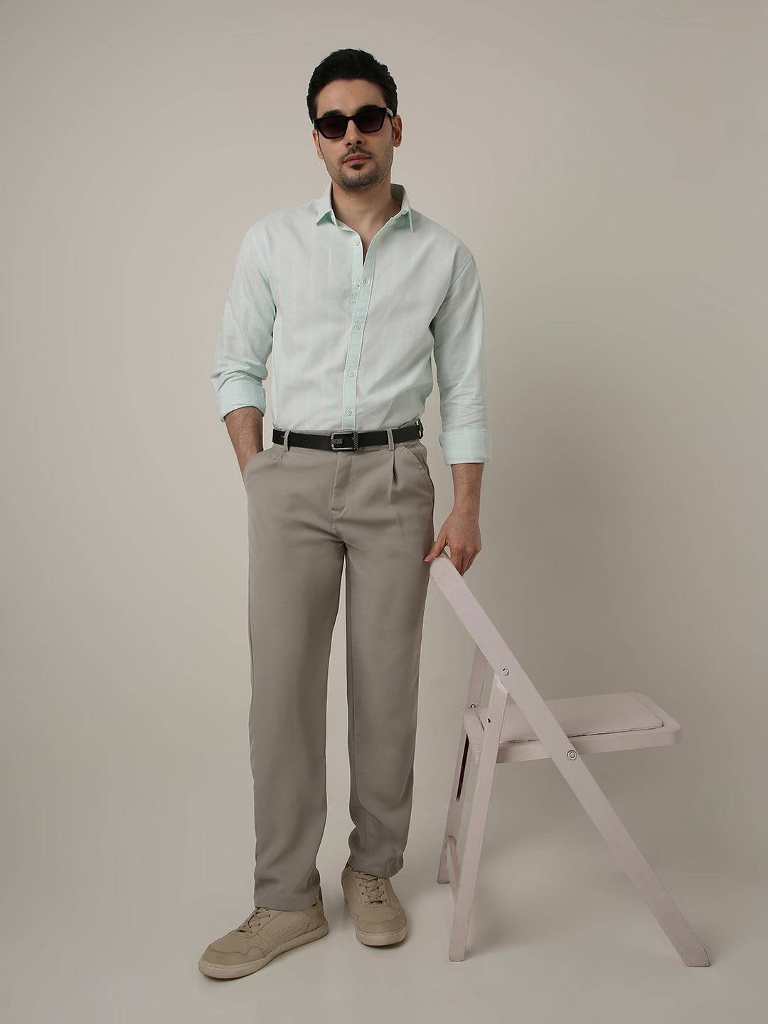 MINT GREEN OXFORD STRIPED SHIRT