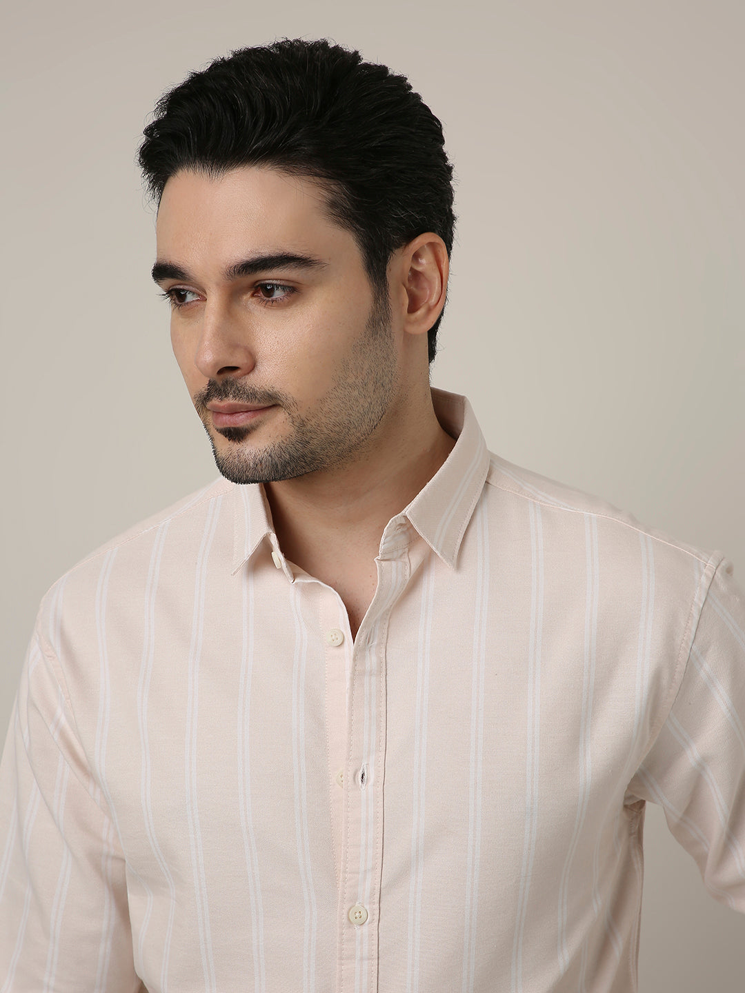 SOFT PEACH OXFORD STRIPED SHIRT