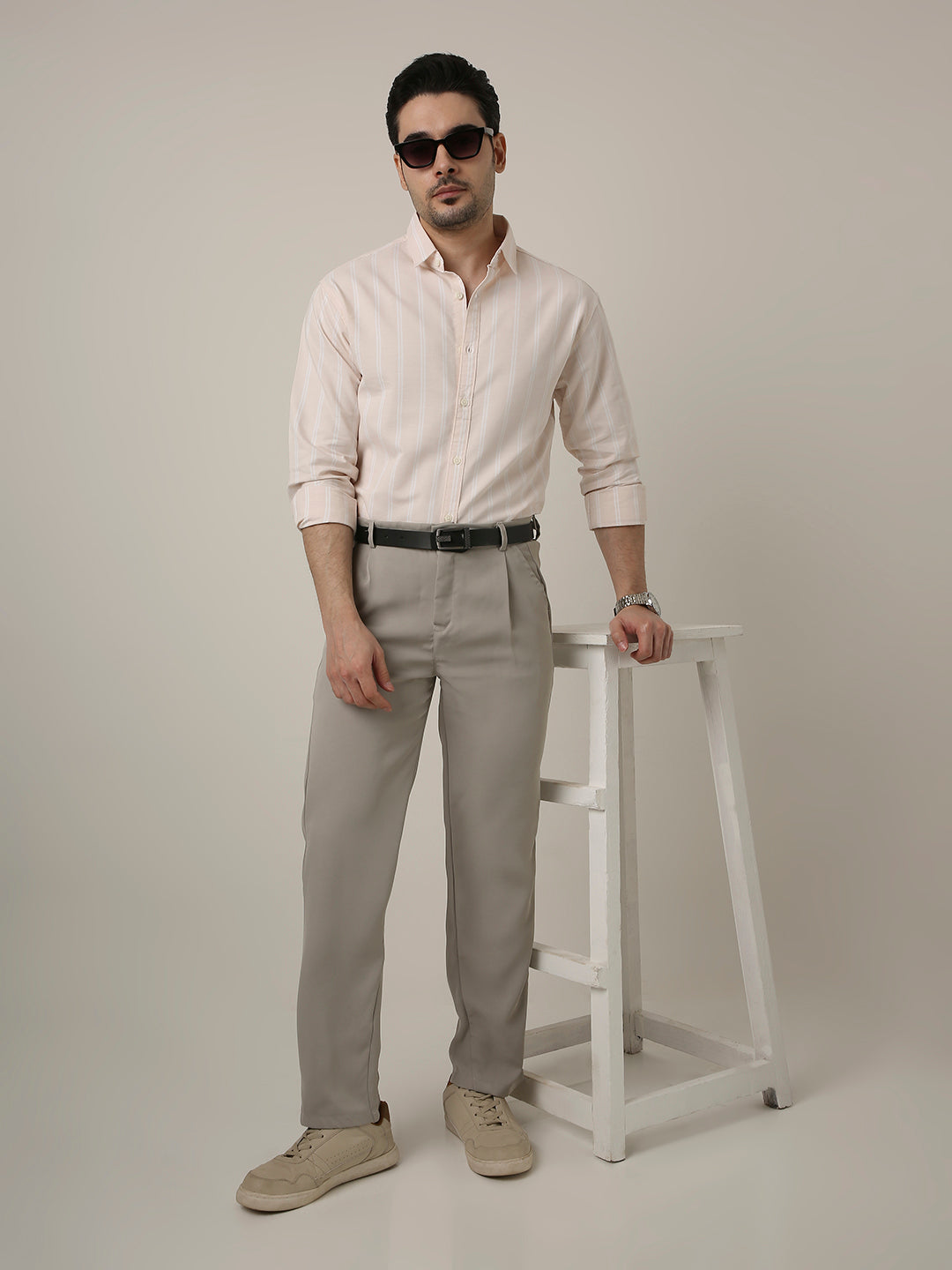 SOFT PEACH OXFORD STRIPED SHIRT