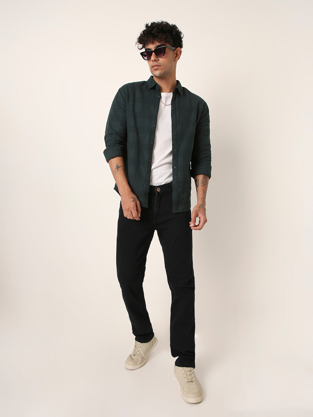 GREEN STRUCTURED COTTON LAYRE SHIRT
