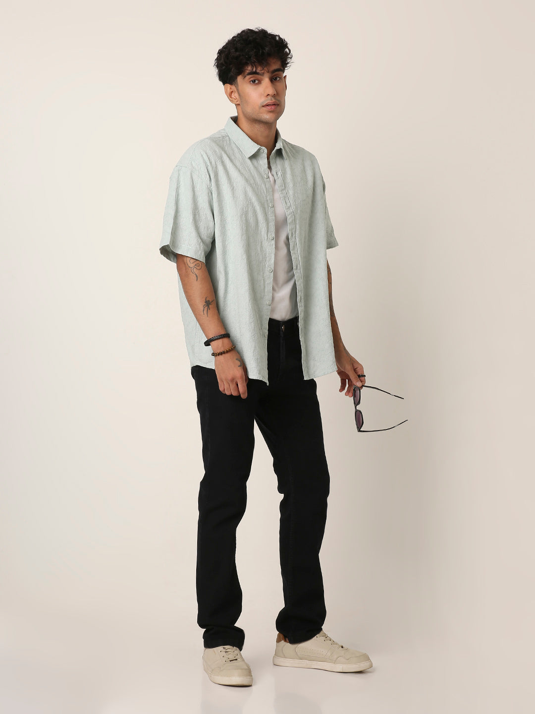 GREEN STRUCTURED COTTON SHIRT