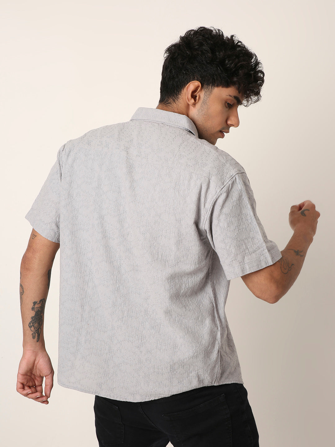 GRAY STRUCTURED COTTON SHIRT