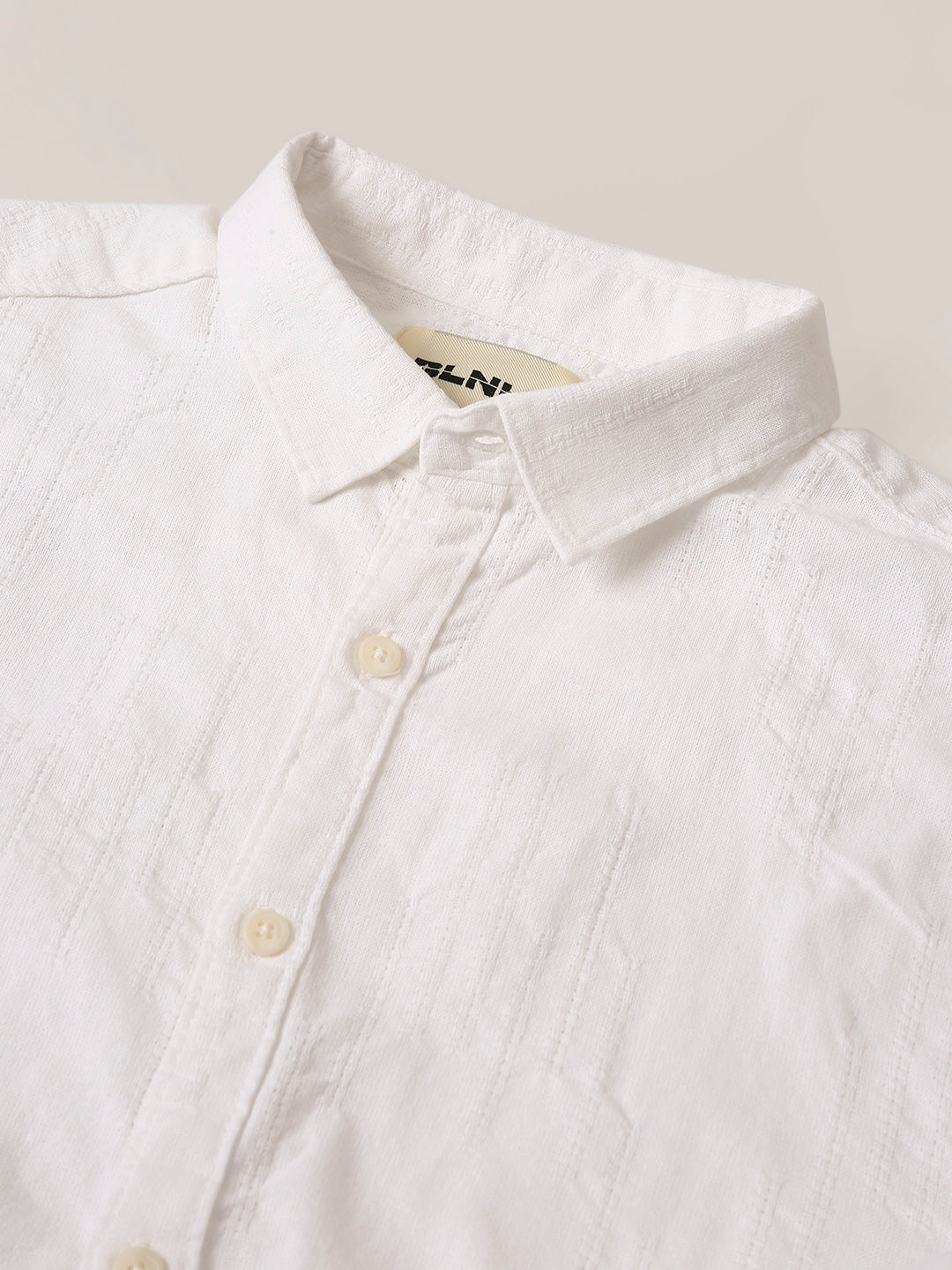 WHITE STRUCTURED PURE COTTON SHIRT