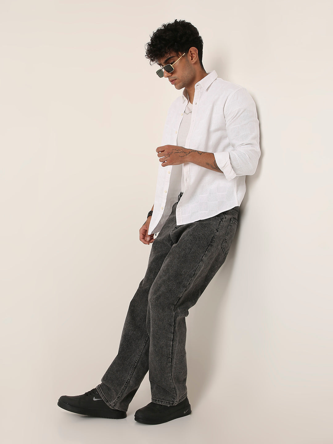 WHITE STRUCTURED COTTON LAYER SHIRT