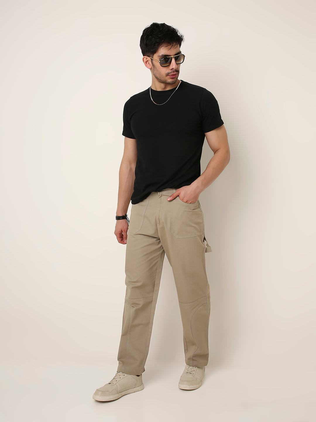 Straight Fit BEIGE Utility Cargo PANTS