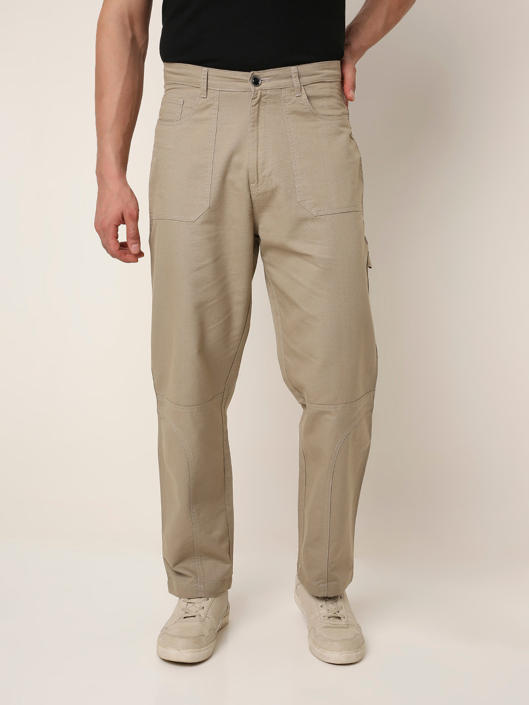 Straight Fit BEIGE Utility Cargo PANTS