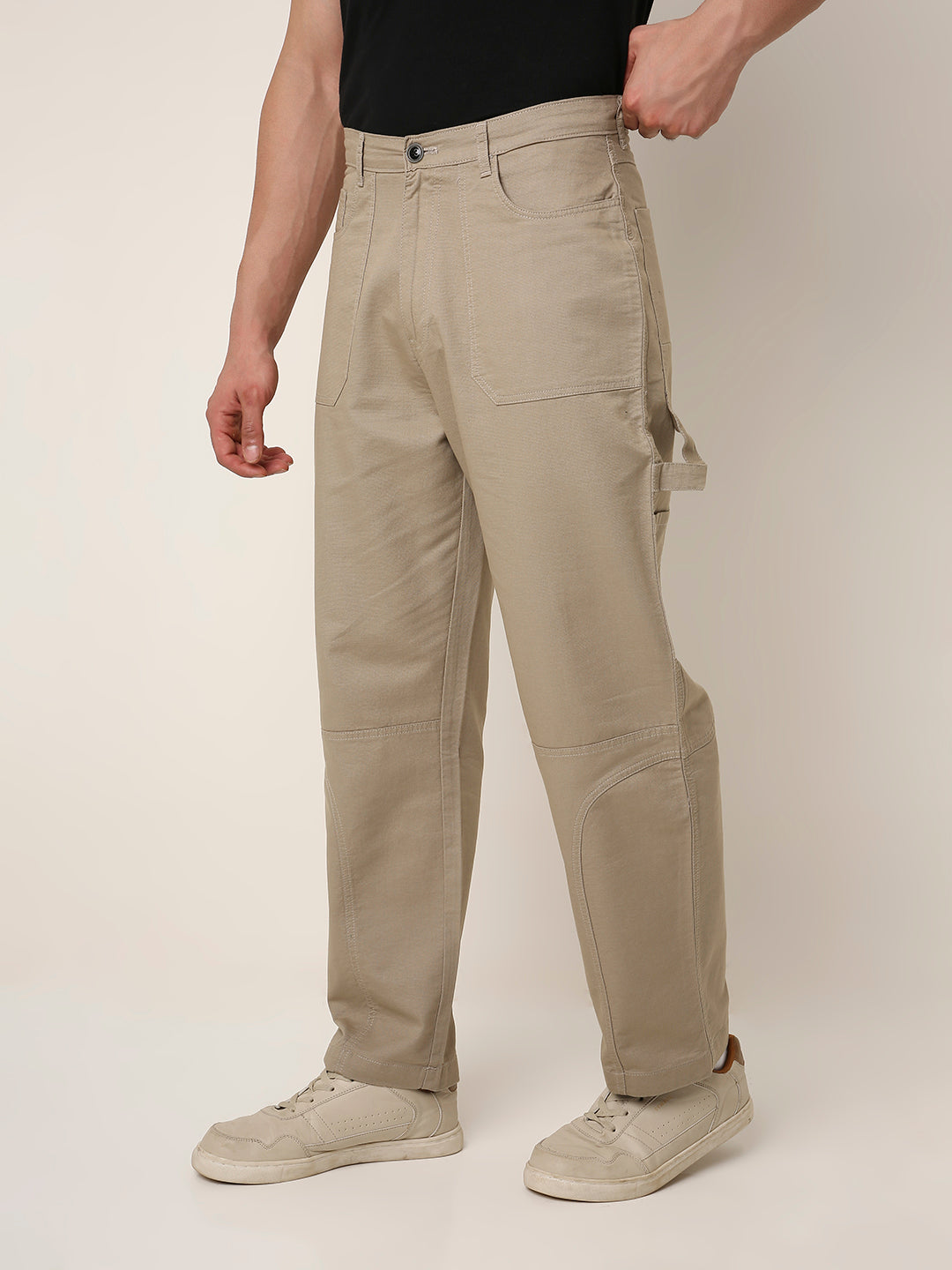 Straight Fit BEIGE Utility Cargo PANTS