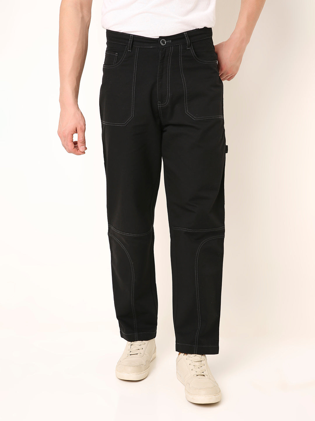 Straight Fit BLACK Utility Cargo PANTS