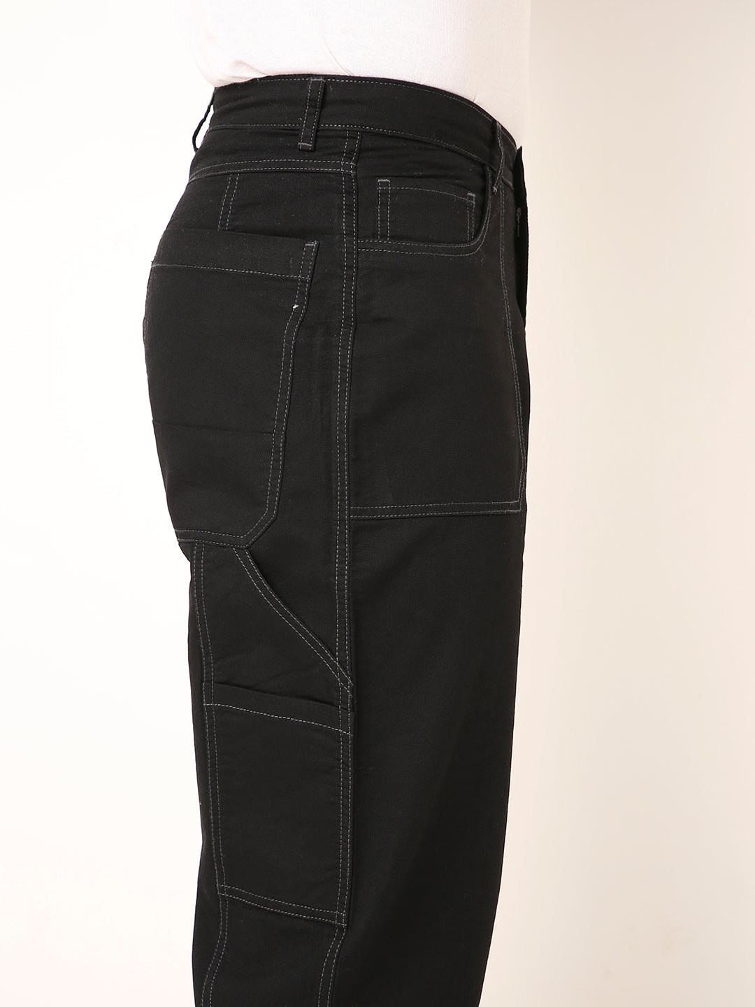 Straight Fit BLACK Utility Cargo PANTS
